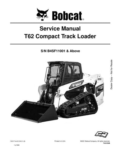 Unlock the full potential of your BOBCAT T62 B4SF11001 & UP Compact Track Loader with the comprehensive Service Manual (7353171) in PDF format. This essential guide provides detailed maintenance procedures, troubleshooting tips, and specifications to keep your equipment running smoothly and efficiently. With easy navigation and clear illustrations, you can quickly find the information you need to perform repairs and ensure optimal performance. Invest in this invaluable resource today and extend the life of