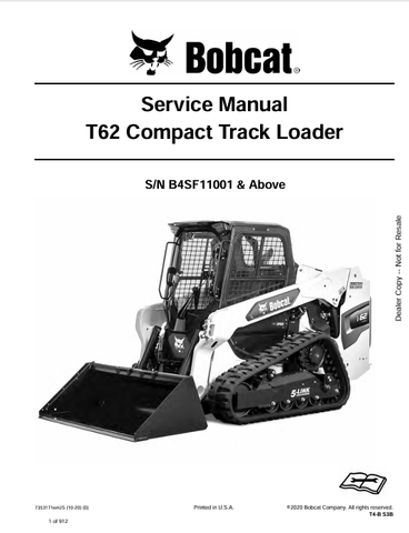 Discover the comprehensive service manual for the Bobcat T62 Compact Track Loader (7353171). Download the PDF for expert maintenance and repair guidance.