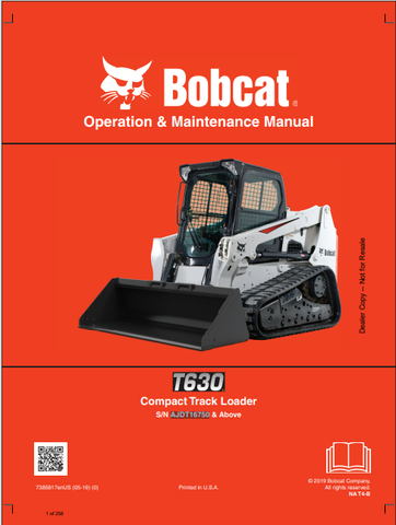 Discover the comprehensive operation and maintenance manual for the Bobcat T630 Compact Track Loader. Download the PDF file (7385817) for essential insights.