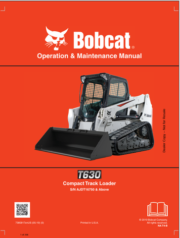 Discover the comprehensive operation and maintenance manual for the Bobcat T630 Compact Track Loader. Download the PDF for expert guidance and tips.