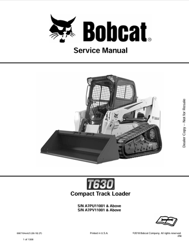 Access the complete service manual for the BOBCAT T630 Compact Track Loader (6987164) in PDF format. Ensure optimal performance and maintenance with expert guidance.