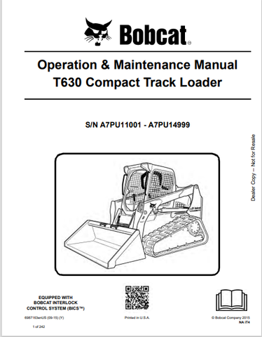 Discover the comprehensive operation and maintenance manual for the Bobcat T630 Compact Track Loader. Download the PDF file for essential insights and guidelines.