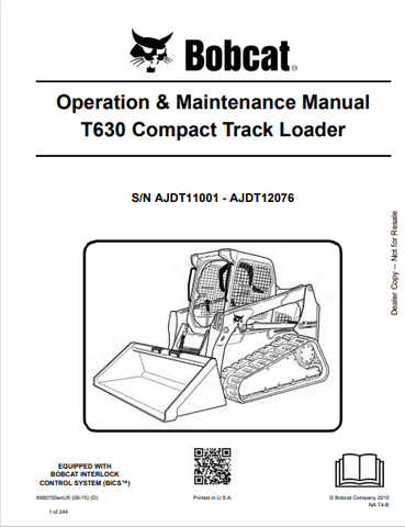  Discover the comprehensive operation and maintenance manual for the Bobcat T630 Compact Track Loader. Download the PDF for essential insights and guidelines.