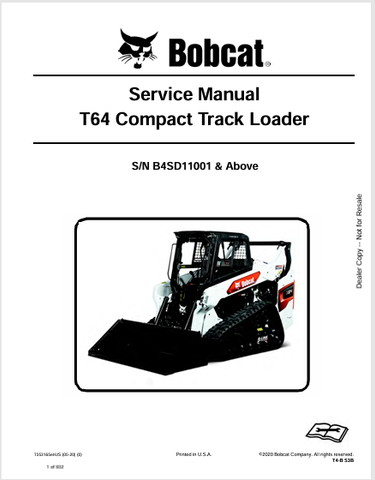  Discover the comprehensive service manual for the Bobcat T64 Compact Track Loader (7353165). Download the PDF for expert maintenance and repair guidance.