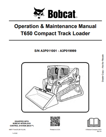  Discover the comprehensive operation and maintenance manual for the Bobcat T650 Compact Track Loader. Download the PDF file for essential insights and guidelines.