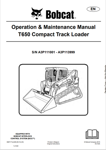  Discover the comprehensive operation and maintenance manual for the Bobcat T650 Compact Track Loader. Download the PDF file for essential insights and guidelines.