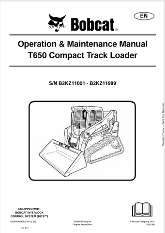  Discover the comprehensive operation and maintenance manual for the Bobcat T650 Compact Track Loader. Download the PDF for expert guidance and tips.