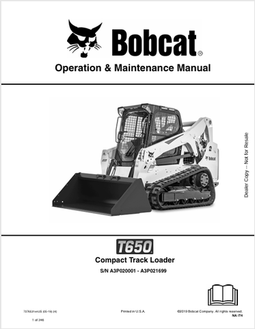 Discover the comprehensive operation and maintenance manual for the Bobcat T650 Compact Track Loader. Download the PDF file for expert guidance today!