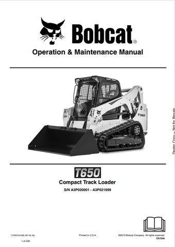 Discover the comprehensive operation and maintenance manual for the Bobcat T650 Compact Track Loader. Download the PDF file (7276537) for essential insights.