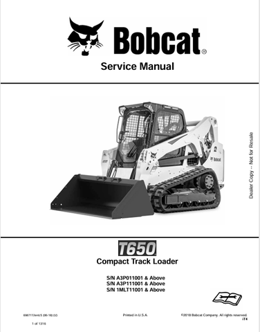 Discover the comprehensive service manual for the Bobcat T650 Compact Track Loader (6987172). Download the PDF for expert maintenance and repair guidance.
