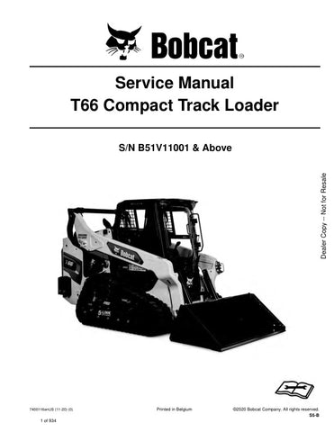Unlock the full potential of your BOBCAT T66 with the comprehensive Service Manual (7400116) designed for models B51V11001 and up. This PDF file is an essential resource for maintenance and repair, providing detailed diagrams, troubleshooting tips, and step-by-step instructions to keep your equipment running smoothly. Ensure optimal performance and longevity of your machine with this invaluable guide at your fingertips.