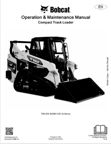 Discover the comprehensive BOBCAT T66 Compact Track Loader Operation & Maintenance Manual (7353049). Download the PDF for essential guidelines and tips.