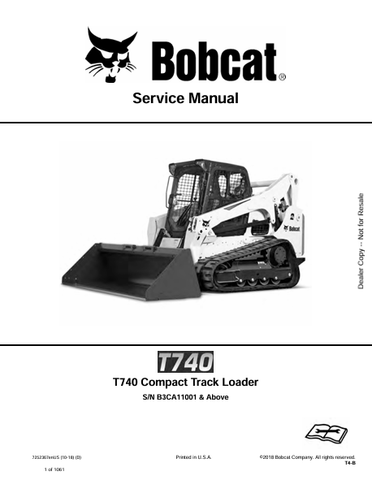 Discover the comprehensive service manual for the Bobcat T740 Compact Track Loader (7252367). Download the PDF for expert maintenance and repair guidance.