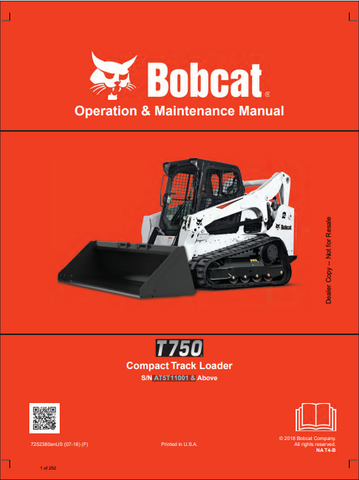  Discover the comprehensive operation and maintenance manual for the Bobcat T750 Compact Track Loader. Download the PDF file (7252380) for essential insights.