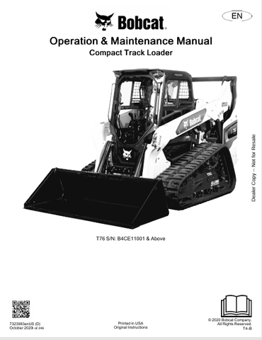 Discover the comprehensive BOBCAT T76 Compact Track Loader Operation & Maintenance Manual (7323983). Download the PDF for essential guidelines and tips.