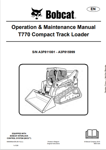 Discover the comprehensive operation and maintenance manual for the Bobcat T770 Compact Track Loader. Download the PDF file for essential insights and guidelines.