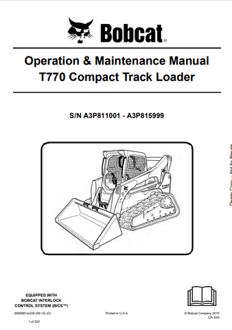 Discover the comprehensive operation and maintenance manual for the Bobcat T770 Compact Track Loader. Download the PDF file for essential insights and guidelines.