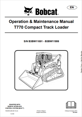 Discover the comprehensive operation and maintenance manual for the Bobcat T770 Compact Track Loader. Download the PDF file for essential insights and guidelines.