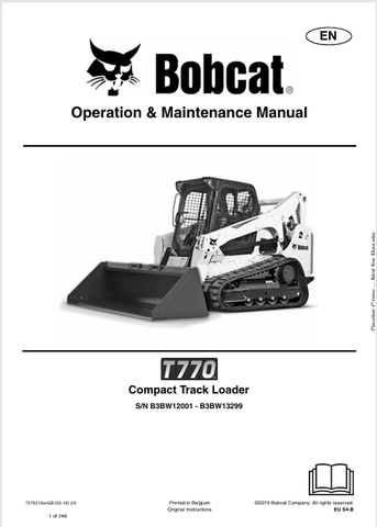  Discover the comprehensive operation and maintenance manual for the Bobcat T770 Compact Track Loader. Download the PDF file for essential insights and guidelines.