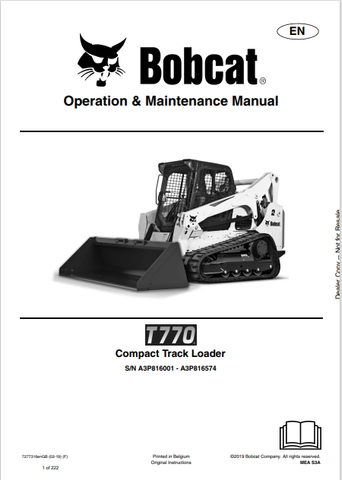Discover the comprehensive operation and maintenance manual for the Bobcat T770 Compact Track Loader. Download the PDF file for essential insights and guidelines.