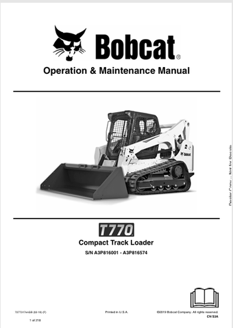 Discover the comprehensive operation and maintenance manual for the Bobcat T770 Compact Track Loader. Download the PDF file for essential insights and guidelines.