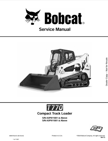 Access the comprehensive service manual for the Bobcat T770 Compact Track Loader (6989476). Download the PDF for expert maintenance and repair guidance.