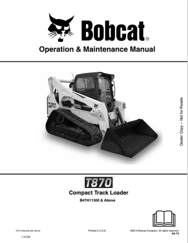  Discover the comprehensive operation and maintenance manual for the BOBCAT T870 Compact Track Loader. Download the PDF file for essential insights and guidelines.