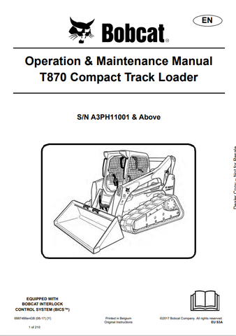 Discover the comprehensive operation and maintenance manual for the Bobcat T870 Compact Track Loader. Download the PDF file for essential insights and guidelines.