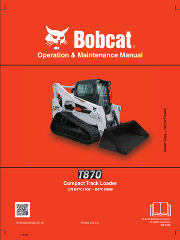 Discover the comprehensive operation and maintenance manual for the Bobcat T870 Compact Track Loader. Download the PDF file for essential insights and guidelines.