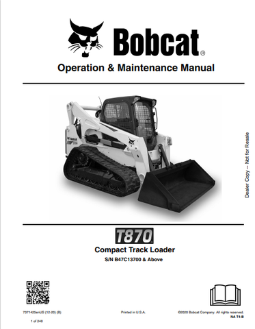  Discover the comprehensive operation and maintenance manual for the Bobcat T870 Compact Track Loader. Download the PDF file for essential insights and guidelines.