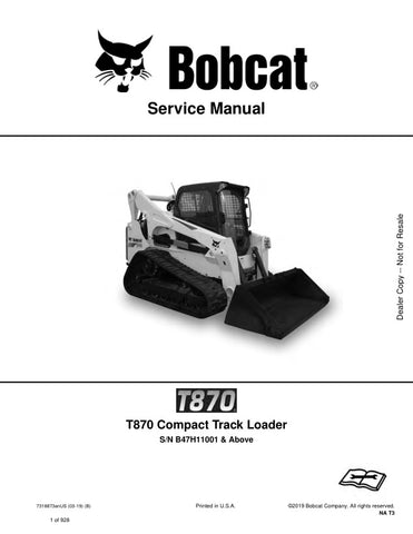 Enhance your Bobcat T870 Loader's performance with the comprehensive Service Manual (7318873) for models B47H11001 and up. This PDF file, covering updates until March 2019, provides detailed maintenance procedures, troubleshooting tips, and essential diagrams to keep your equipment running smoothly. Whether you're a seasoned technician or a DIY enthusiast, this manual is an invaluable resource for ensuring optimal operation and longevity of your loader. Don't miss out on the opportunity to maximize your inv