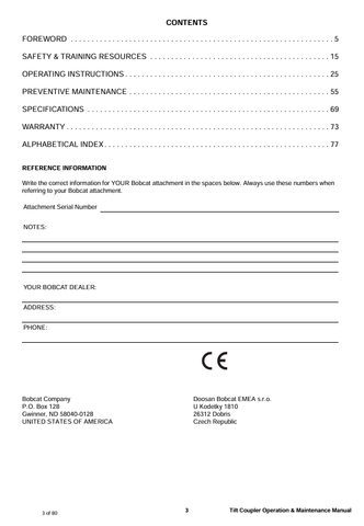 BOBCAT TC01 (7332567ENGB) OPERATION AND MAINTENANCE MANUAL PDF FILE