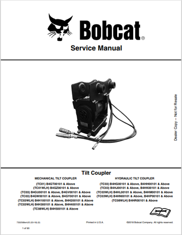  Discover the comprehensive service manual for BOBCAT tilt couplers TC01, TC03, and TC08WLH. Download the PDF for expert guidance and maintenance tips.