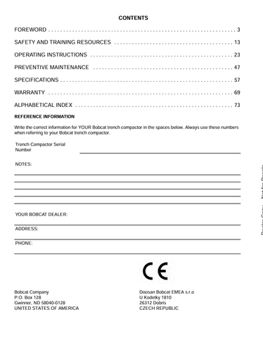 BOBCAT TC75 (6901048ENGB) OPERATION & MAINTENANCE MANUAL PDF DOWNLOAD