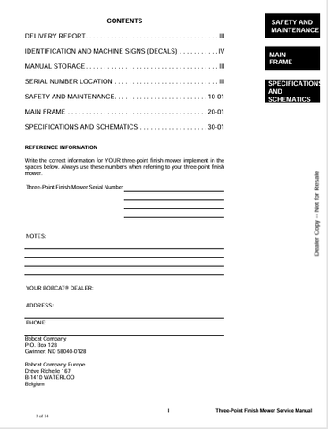 BOBCAT THREE-POINT FINISH MOWER (6987245) SERVICE MANUAL PDF FILE