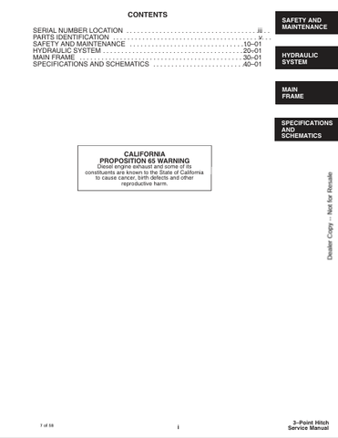BOBCAT THREE POINT HITCH (6900905) SERVICE MANUAL PDF FILE