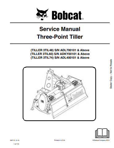 Discover the comprehensive service manual for BOBCAT TILLER models 3TIL48, 3TIL60, and 3TIL74. Download the PDF for expert guidance and maintenance tips.