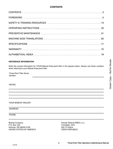 BOBCAT TILLER (7383803ENUS) OPERATION AND MAINTENANCE MANUAL PDF FILE