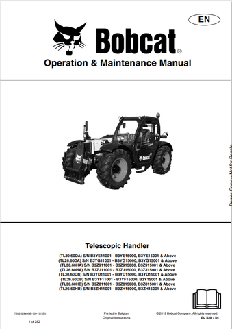 Discover the comprehensive operation and maintenance manual for BOBCAT telescopic handlers TL30.60DA, TL26.60DA, and more. Download the PDF now!