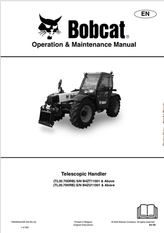 Discover the comprehensive operation and maintenance manual for the BOBCAT TL30.70DRB and TL30.70HRB telescopic handlers. Download the PDF now!