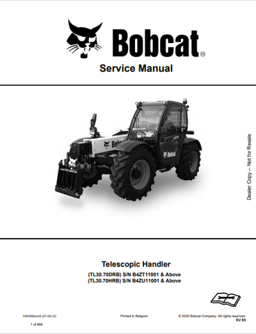 Discover the comprehensive service manual for the BOBCAT TL30.70DRB and TL30.70HRB telescopic handlers. Download the PDF file for expert guidance.