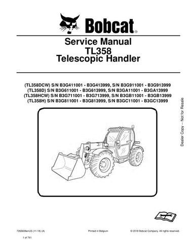 Unlock the full potential of your BOBCAT TL358 series with the comprehensive Service Manual (4852040) for models TL358DCW, TL358D, TL358HCW, and TL358H. This PDF file is an essential resource for maintenance and repair, providing detailed diagrams, troubleshooting tips, and step-by-step instructions to keep your equipment running smoothly. Ensure optimal performance and longevity of your machinery with this user-friendly guide, designed to empower both professionals and DIY enthusiasts alike. Don't miss out