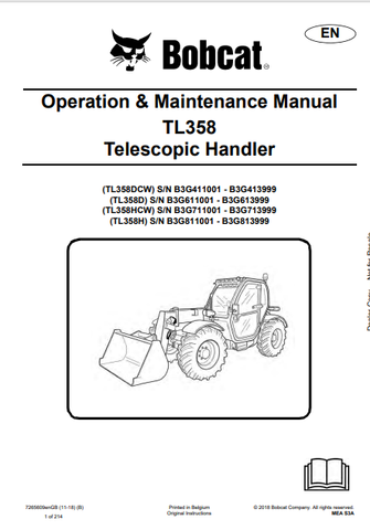Discover the comprehensive operation and maintenance manual for BOBCAT TL358 series telescopic handlers. Download the PDF for essential insights and guidelines.