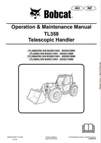  Discover the comprehensive operation and maintenance manual for BOBCAT TL358 series telescopic handlers. Download the PDF for essential guidelines and tips.