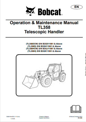  Discover the comprehensive operation and maintenance manual for BOBCAT TL358 series telescopic handlers. Download the PDF for expert guidance and support.