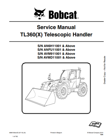 Discover the comprehensive service manual for the BOBCAT TL360(X) telescopic handler. Download the PDF file for expert guidance and maintenance tips.