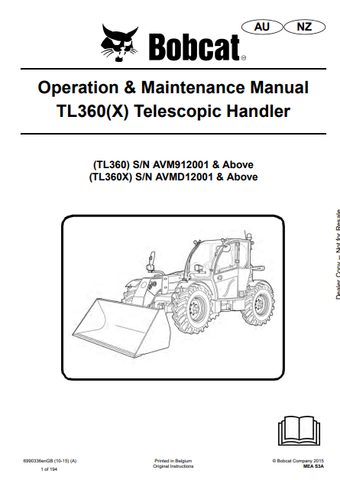  Discover the comprehensive operation and maintenance manual for the BOBCAT TL360(X) telescopic handler. Download the PDF file for essential insights and guidelines.