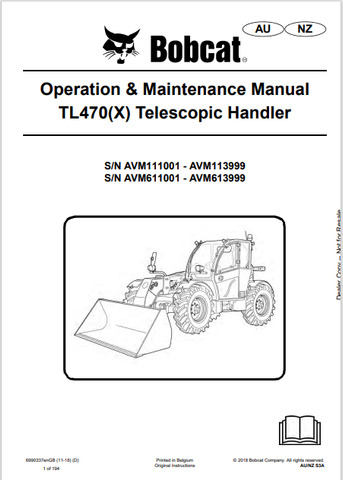 Discover the comprehensive operation and maintenance manual for the BOBCAT TL470(X) telescopic handler. Download the PDF file for essential insights and guidelines.