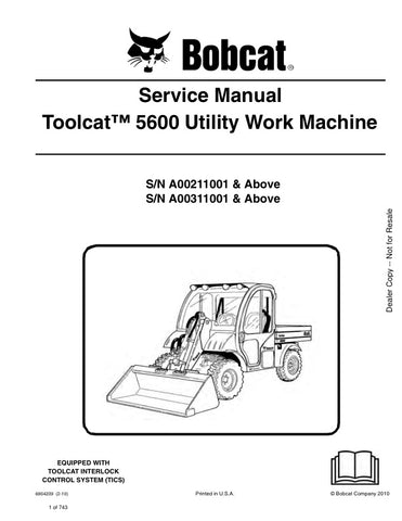 Enhance your maintenance capabilities with the BOBCAT TOOLCAT 5600 Service Manual (6904209). This comprehensive PDF file covers models A00211001, A00311001, and up, providing detailed instructions and diagrams to ensure your equipment operates at peak performance. With easy navigation and clear information, this manual is an essential resource for both professionals and DIY enthusiasts, helping you troubleshoot issues and perform routine maintenance with confidence. Invest in your Toolcat's longevity and ef