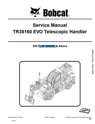 Discover the comprehensive service manual for the BOBCAT TR38160 EVO telescopic handler. Download the PDF file for expert maintenance and repair guidance.